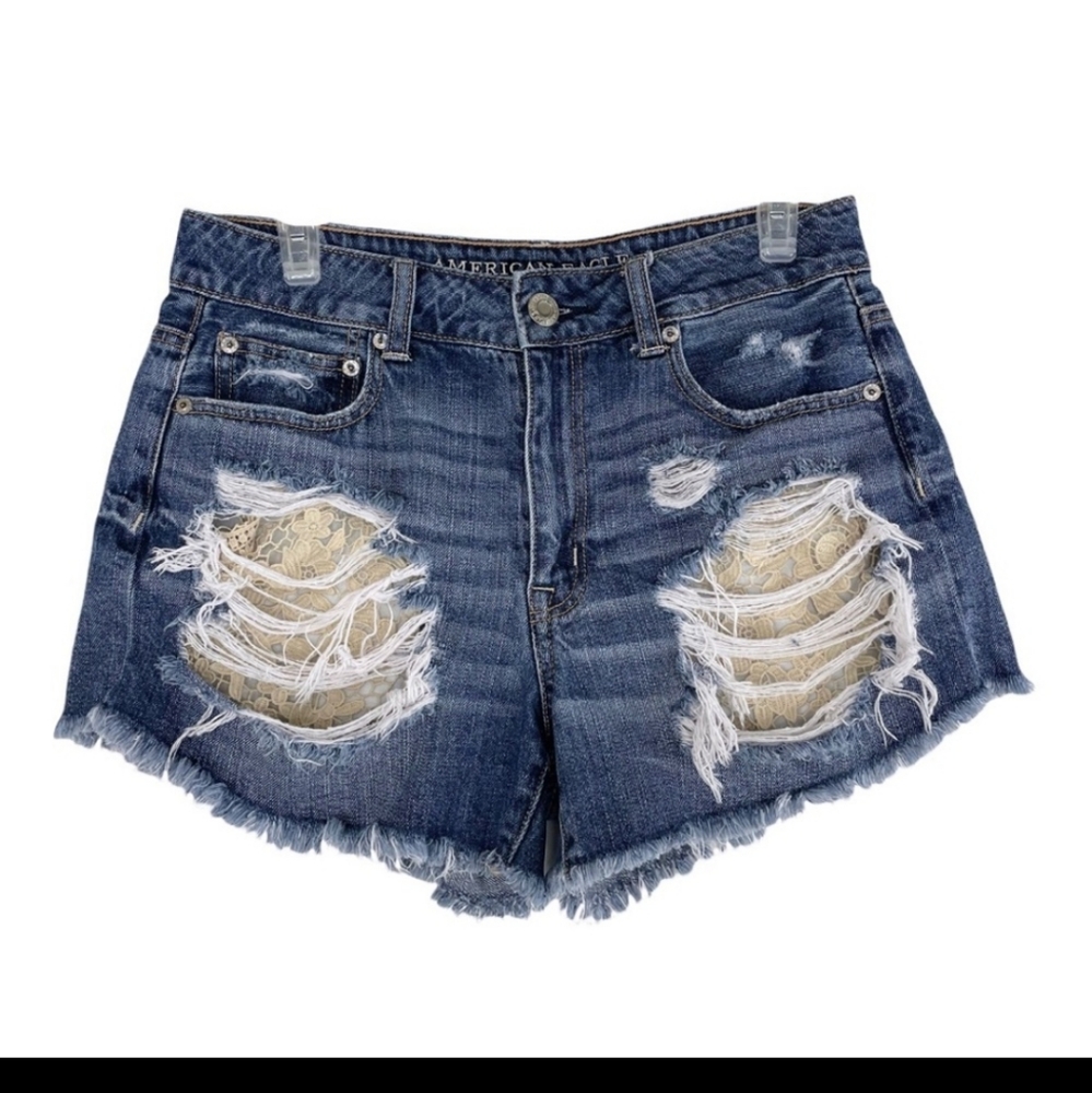 American Eagle hi rise festival lace cutoff shorts
